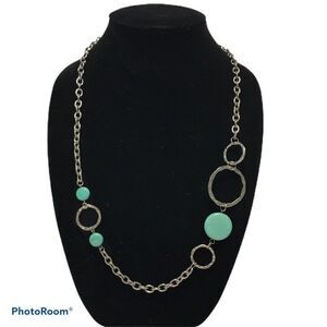 Hammered Silver tone round chain hoop necklace